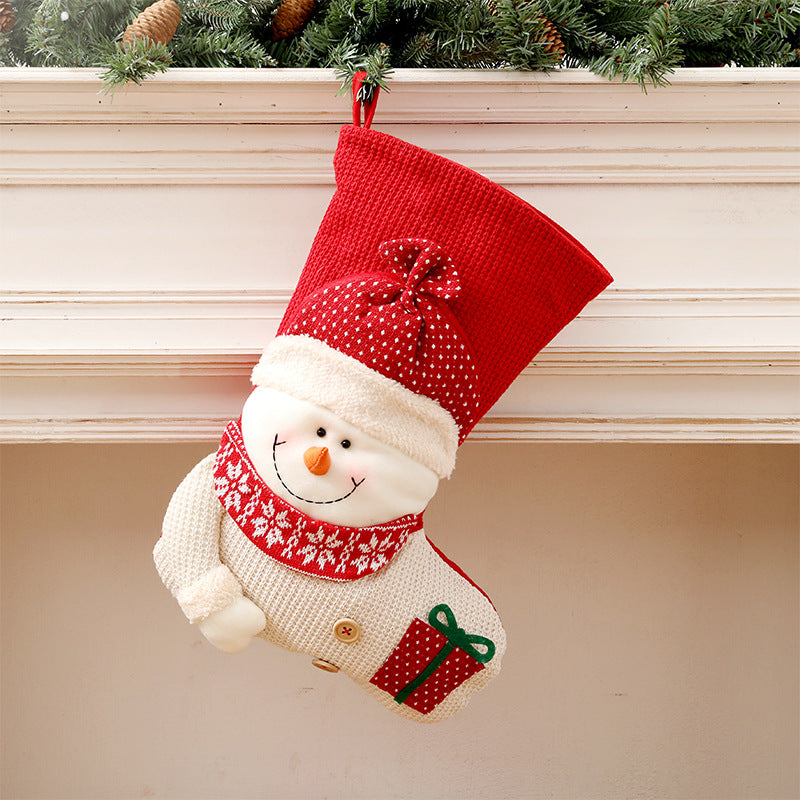 Grande chaussette de Noël bonhomme de neige – Maison Cocon