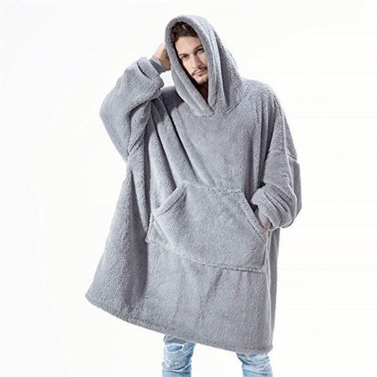 Plaid à capuche oversize gris – Maison Cocon
