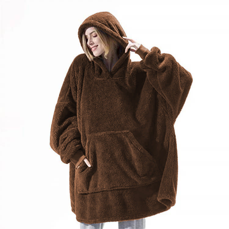 Plaid à capuche oversize chocolat – Maison Cocon
