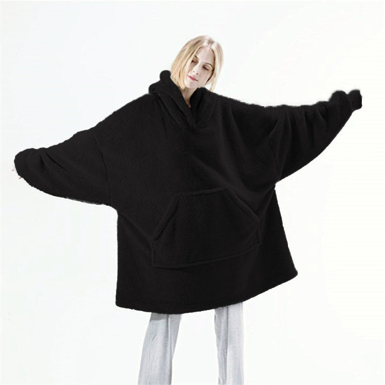 Plaid à capuche oversize noir – Maison Cocon