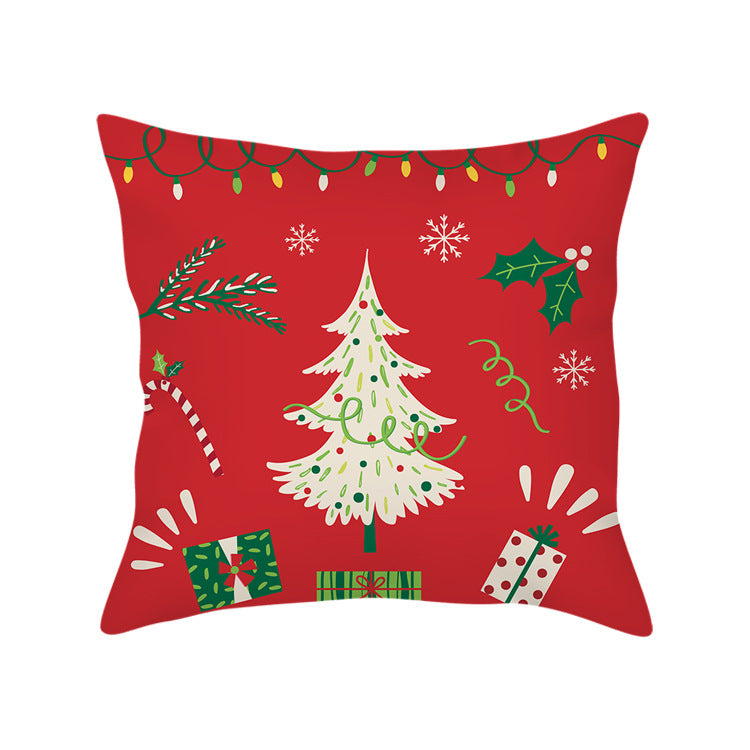 Housse de coussin de Noël sapin doré sur rouge – Maison Cocon