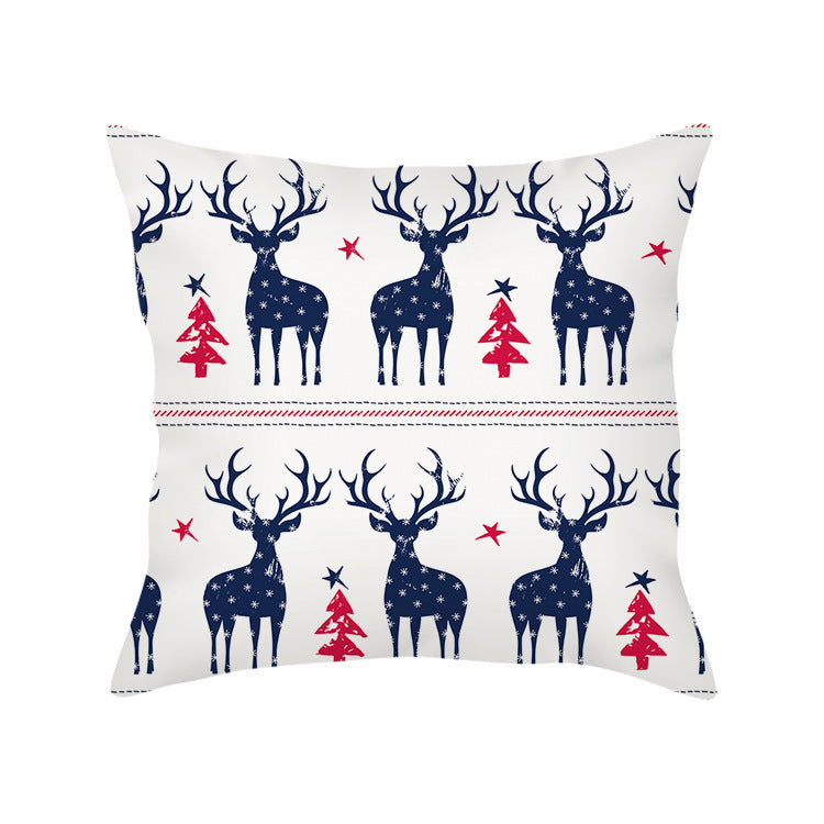Housse de coussin de Noël rennes nordiques bleu – Maison Cocon