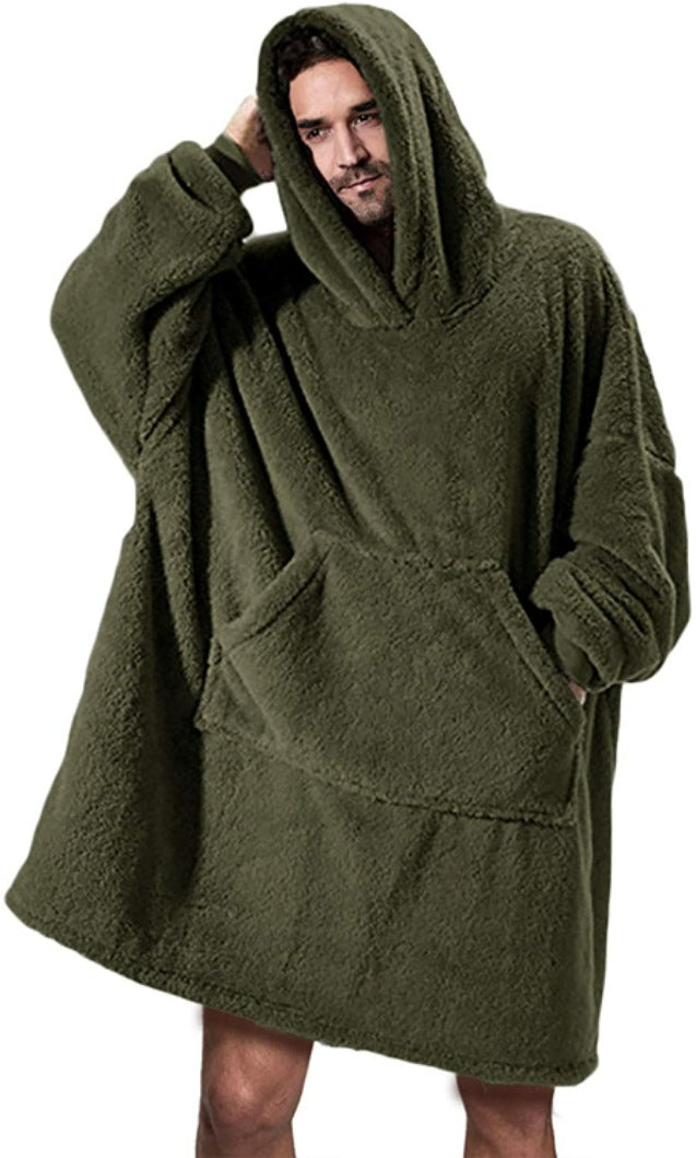 Plaid à capuche oversize vert kaki – Maison Cocon
