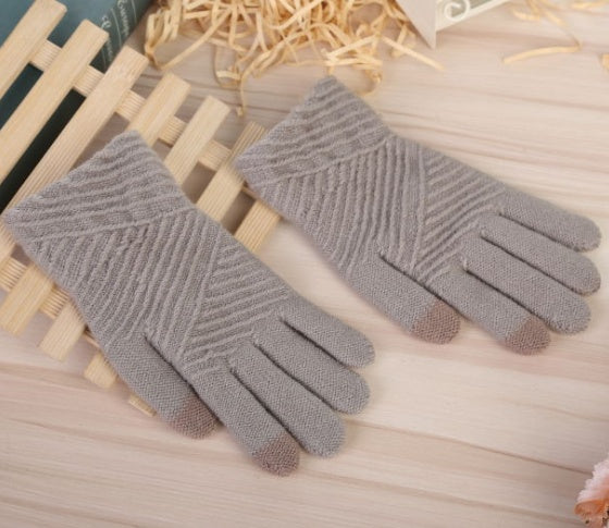 Gants tricotés tactiles gris – Maison Cocon