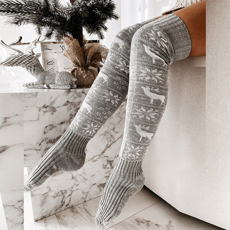 Chaussettes hautes nordiques grises – Maison Cocon