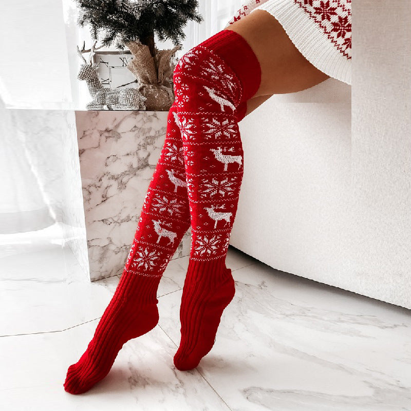 Chaussettes hautes nordiques rouges – Maison Cocon